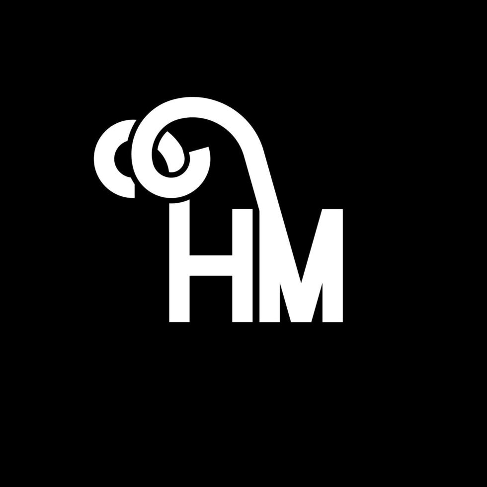 HM letter logo design on black background. HM creative initials letter logo concept. hm letter design. HM white letter design on black background. H M, h m logo vector