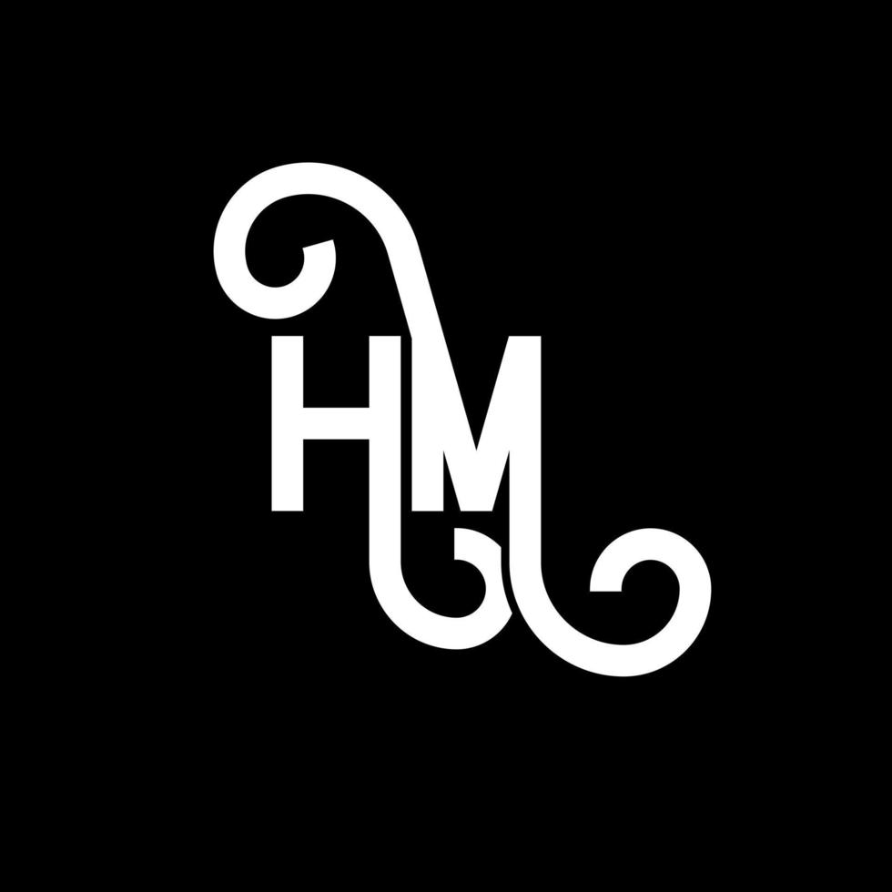 HM letter logo design on black background. HM creative initials letter logo concept. hm letter design. HM white letter design on black background. H M, h m logo vector
