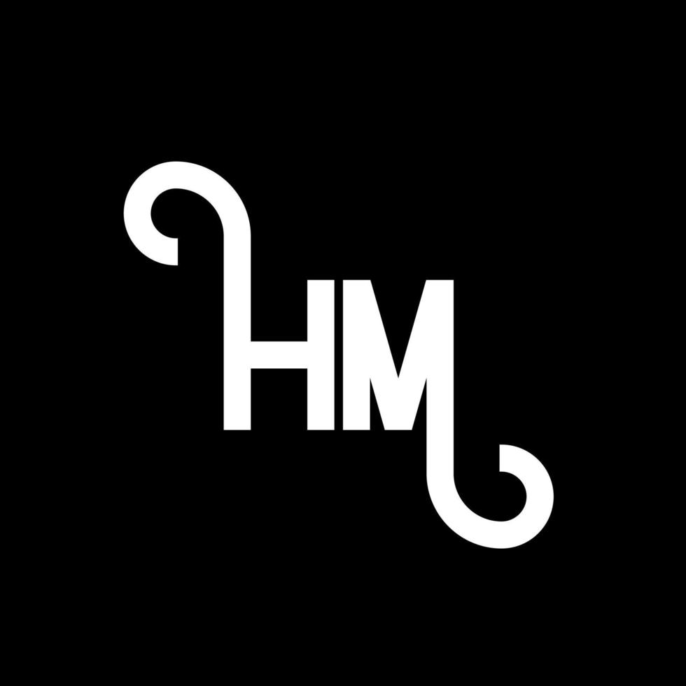 diseño de logotipo de letra hm sobre fondo negro. concepto de logotipo de letra de iniciales creativas hm. diseño de letra hm. hm diseño de letras blancas sobre fondo negro. logotipo de hm, hm vector