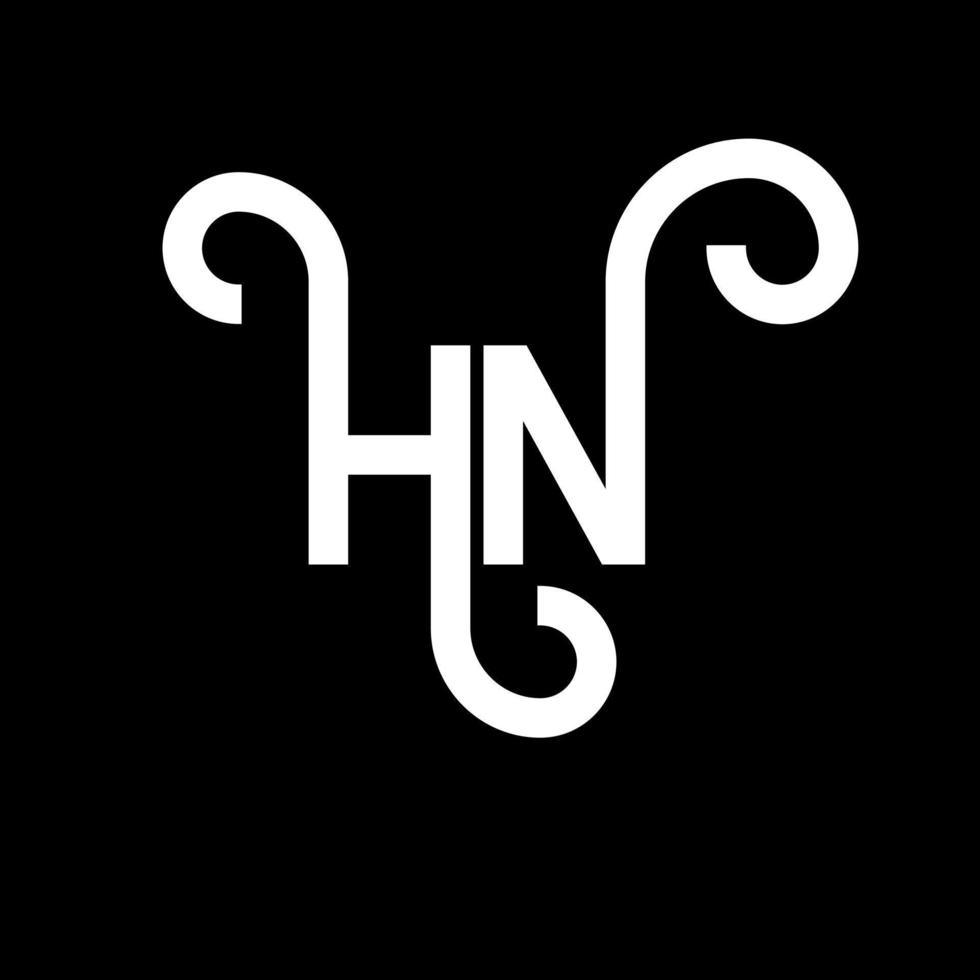 diseño del logotipo de la letra hn sobre fondo negro. concepto de logotipo de letra de iniciales creativas hn. diseño de letra hn. hn diseño de letras blancas sobre fondo negro. logotipo de hn, hn vector