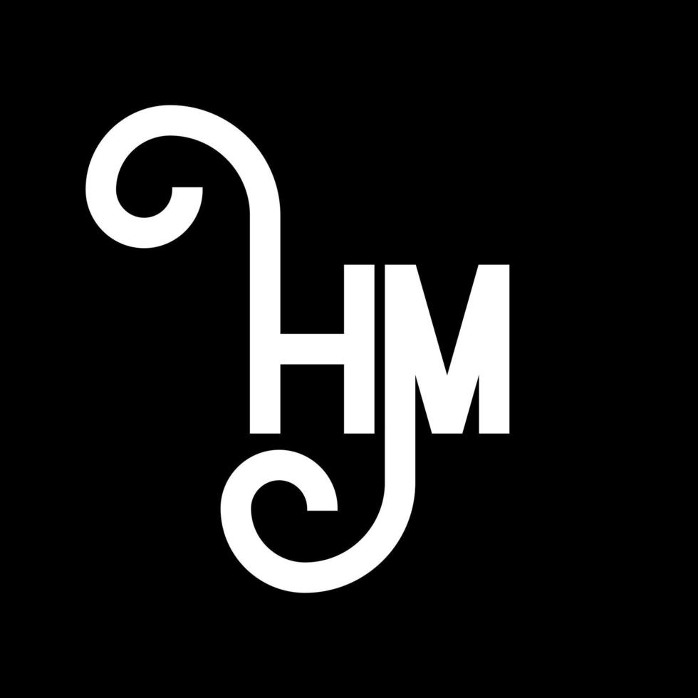 HM letter logo design on black background. HM creative initials letter logo concept. hm letter design. HM white letter design on black background. H M, h m logo vector