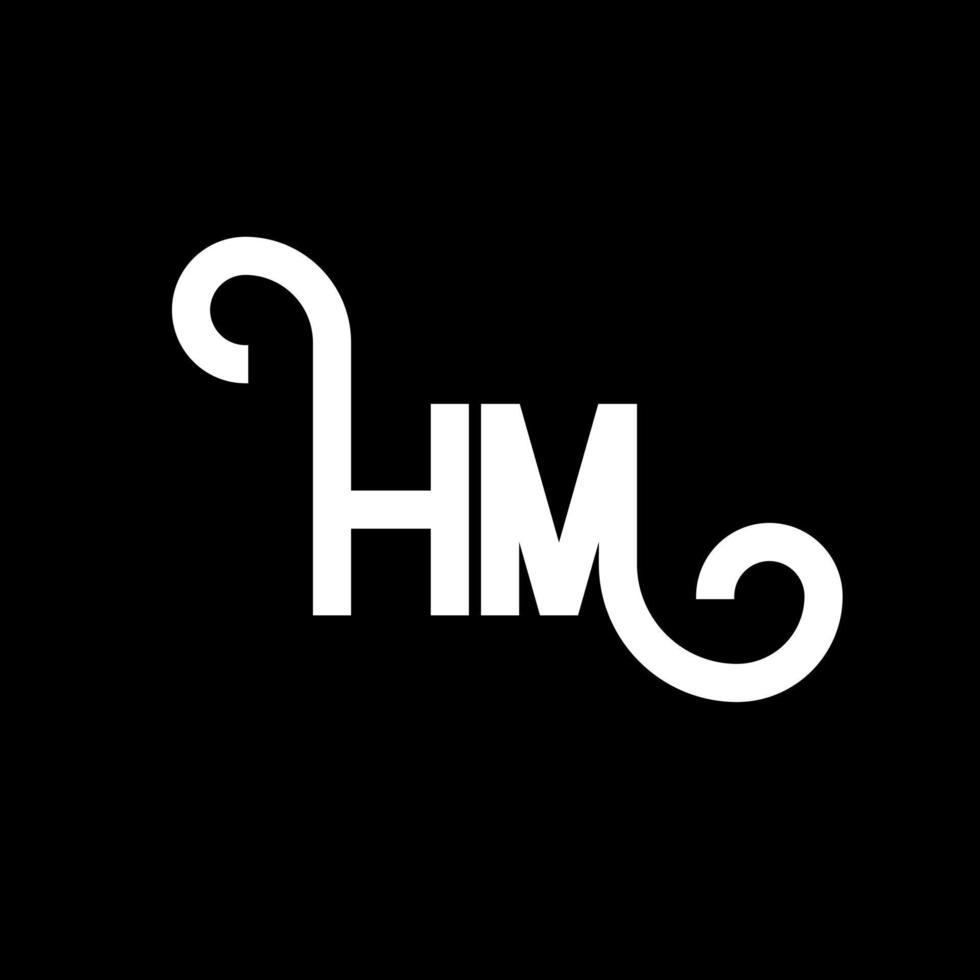 diseño de logotipo de letra hm sobre fondo negro. concepto de logotipo de letra de iniciales creativas hm. diseño de letra hm. hm diseño de letras blancas sobre fondo negro. logotipo de hm, hm vector