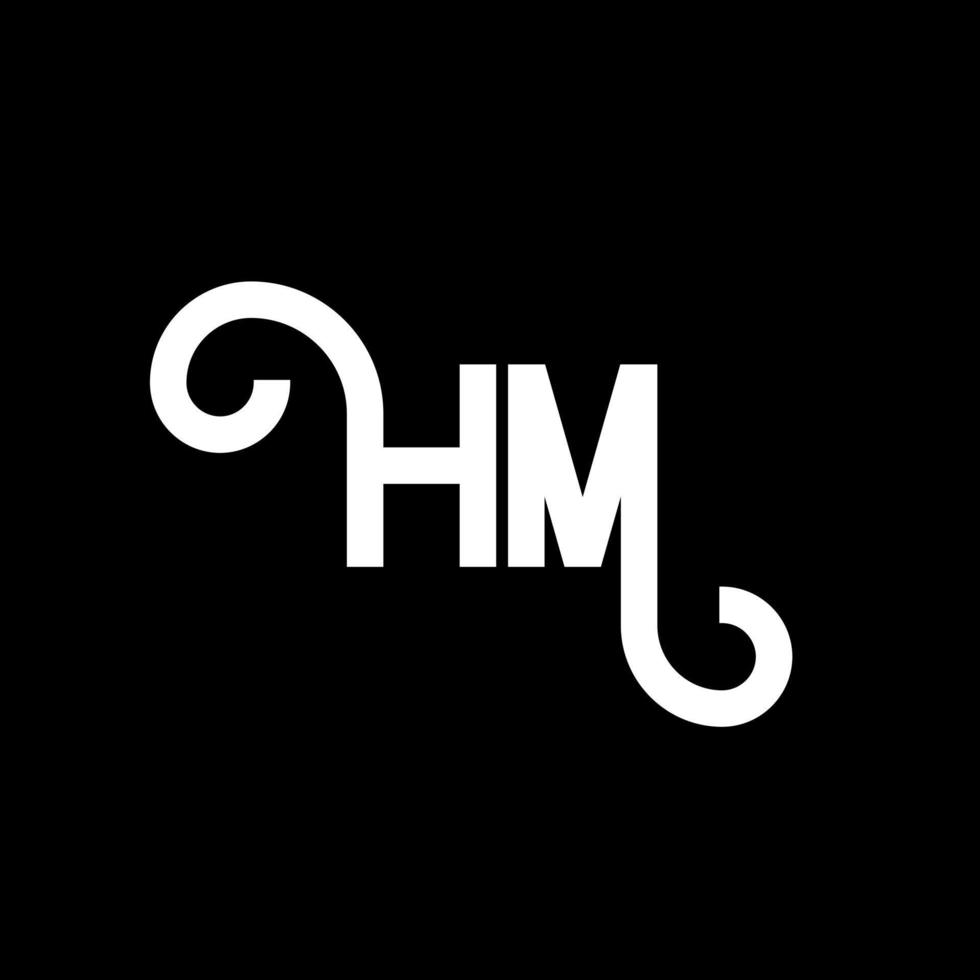 HM letter logo design on black background. HM creative initials letter logo concept. hm letter design. HM white letter design on black background. H M, h m logo vector