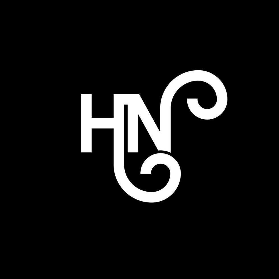 HN letter logo design on black background. HN creative initials letter logo concept. hn letter design. HN white letter design on black background. H N, h n logo vector