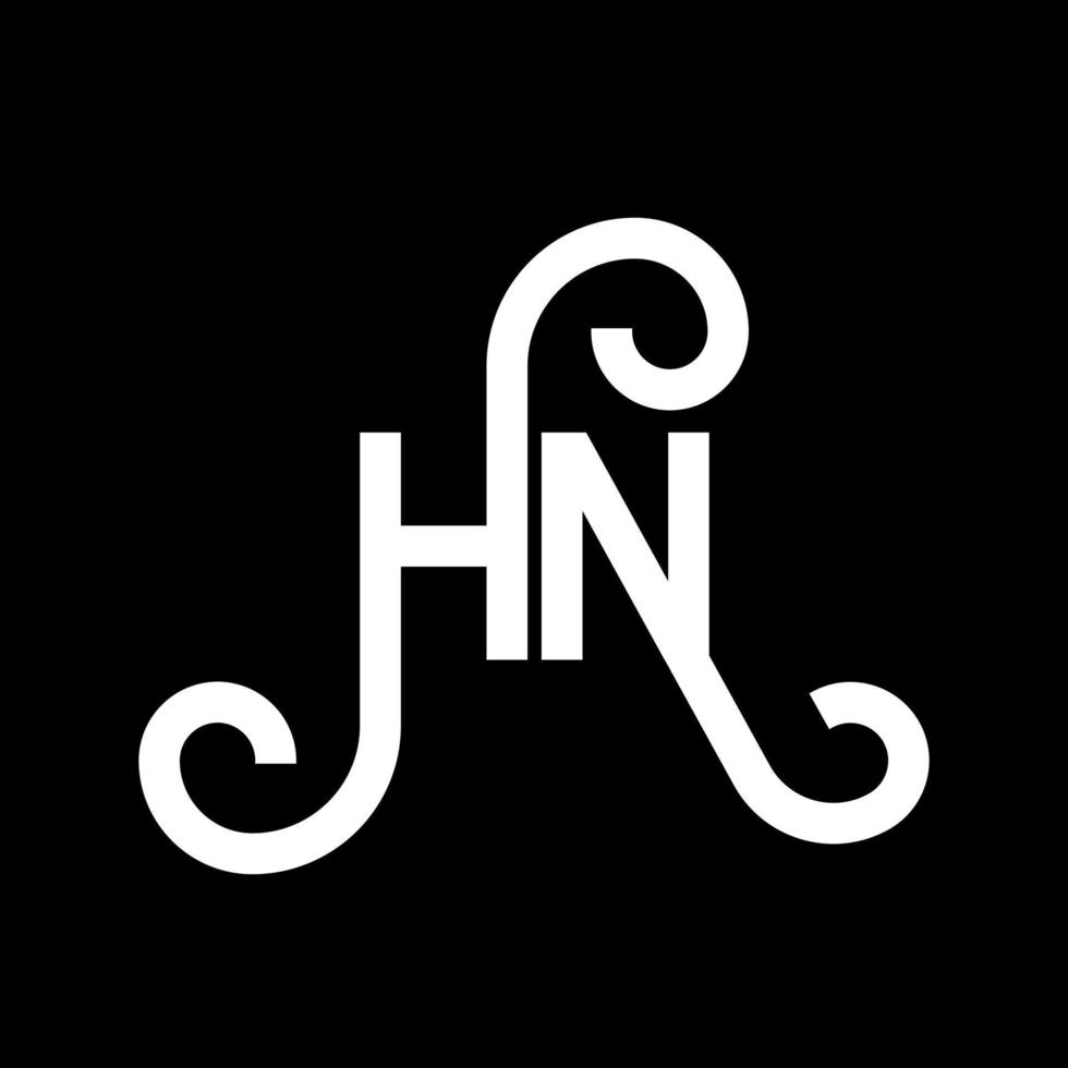 HN letter logo design on black background. HN creative initials letter logo concept. hn letter design. HN white letter design on black background. H N, h n logo vector