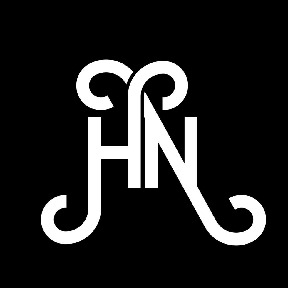 HN letter logo design on black background. HN creative initials letter logo concept. hn letter design. HN white letter design on black background. H N, h n logo vector