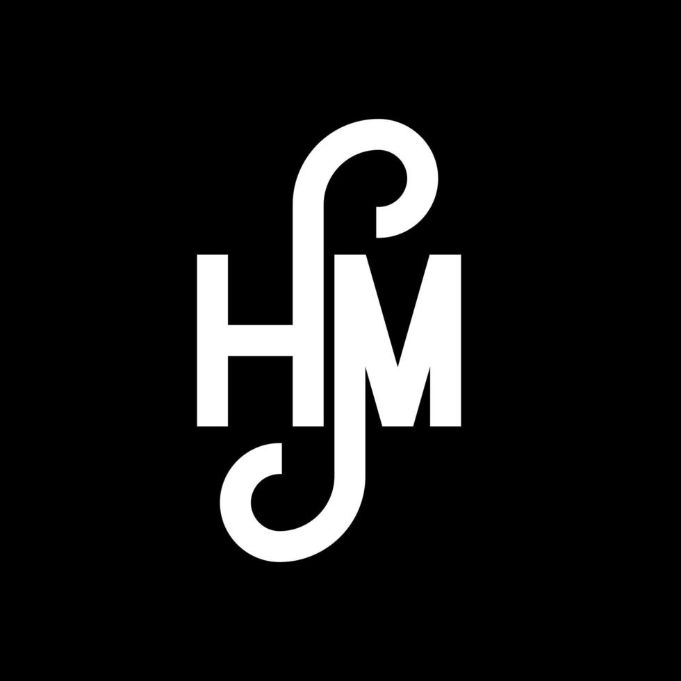 HM letter logo design on black background. HM creative initials letter logo concept. hm letter design. HM white letter design on black background. H M, h m logo vector