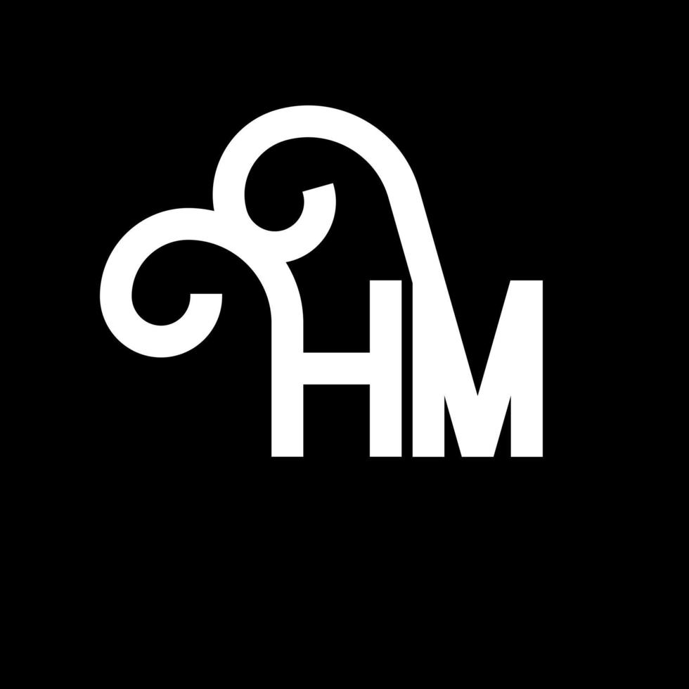 diseño de logotipo de letra hm sobre fondo negro. concepto de logotipo de letra de iniciales creativas hm. diseño de letra hm. hm diseño de letras blancas sobre fondo negro. logotipo de hm, hm vector