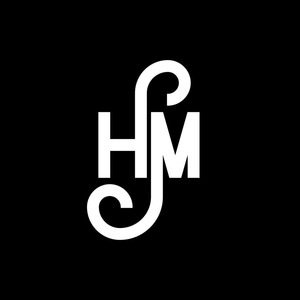 HM letter logo design on black background. HM creative initials letter logo concept. hm letter design. HM white letter design on black background. H M, h m logo vector