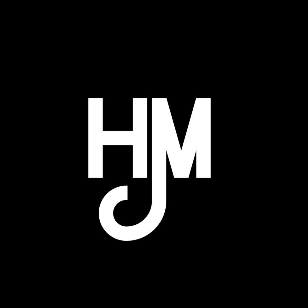 HM letter logo design on black background. HM creative initials letter logo concept. hm letter design. HM white letter design on black background. H M, h m logo vector