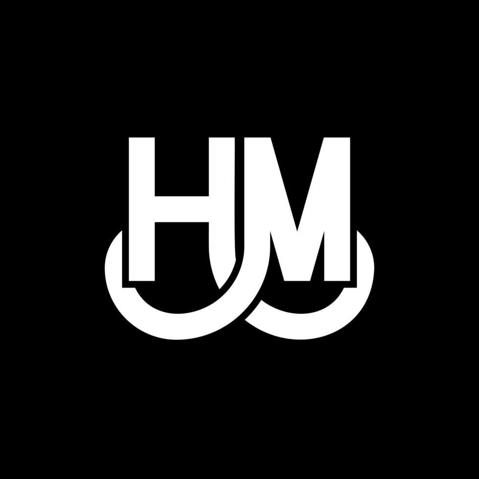 diseño de logotipo de letra hm sobre fondo negro. concepto de logotipo de letra de iniciales creativas hm. diseño de letra hm. hm diseño de letras blancas sobre fondo negro. logotipo de hm, hm vector