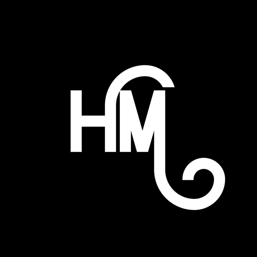 HM letter logo design on black background. HM creative initials letter logo concept. hm letter design. HM white letter design on black background. H M, h m logo vector