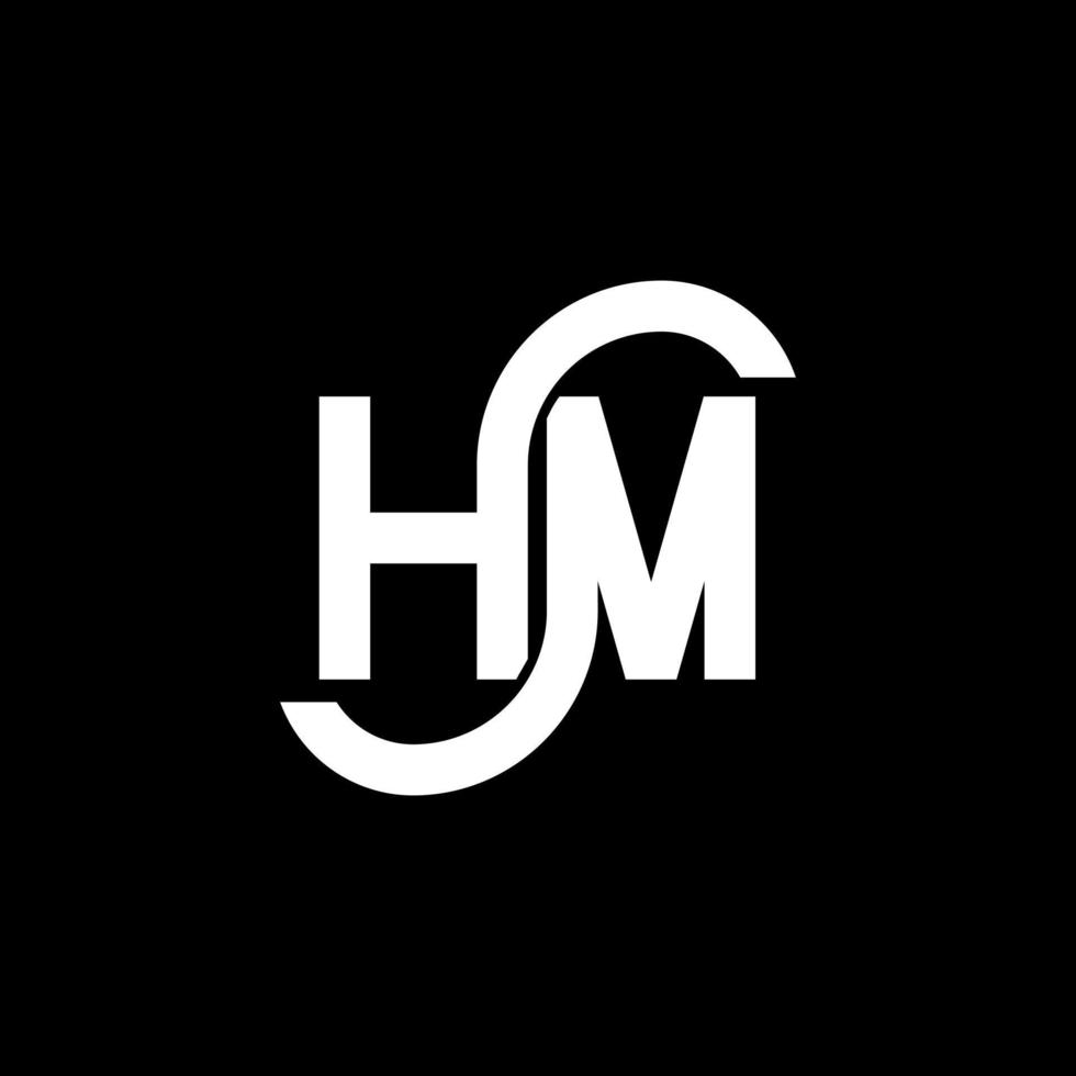 diseño de logotipo de letra hm sobre fondo negro. concepto de logotipo de letra de iniciales creativas hm. diseño de letra hm. hm diseño de letras blancas sobre fondo negro. logotipo de hm, hm vector