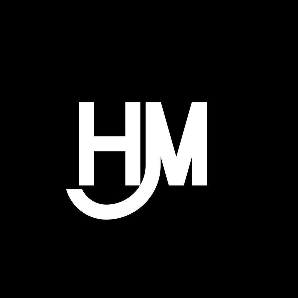 diseño de logotipo de letra hm sobre fondo negro. concepto de logotipo de letra de iniciales creativas hm. diseño de letra hm. hm diseño de letras blancas sobre fondo negro. logotipo de hm, hm vector