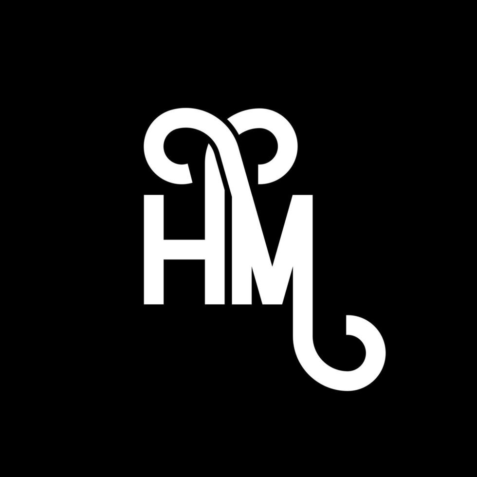 HM letter logo design on black background. HM creative initials letter logo concept. hm letter design. HM white letter design on black background. H M, h m logo vector