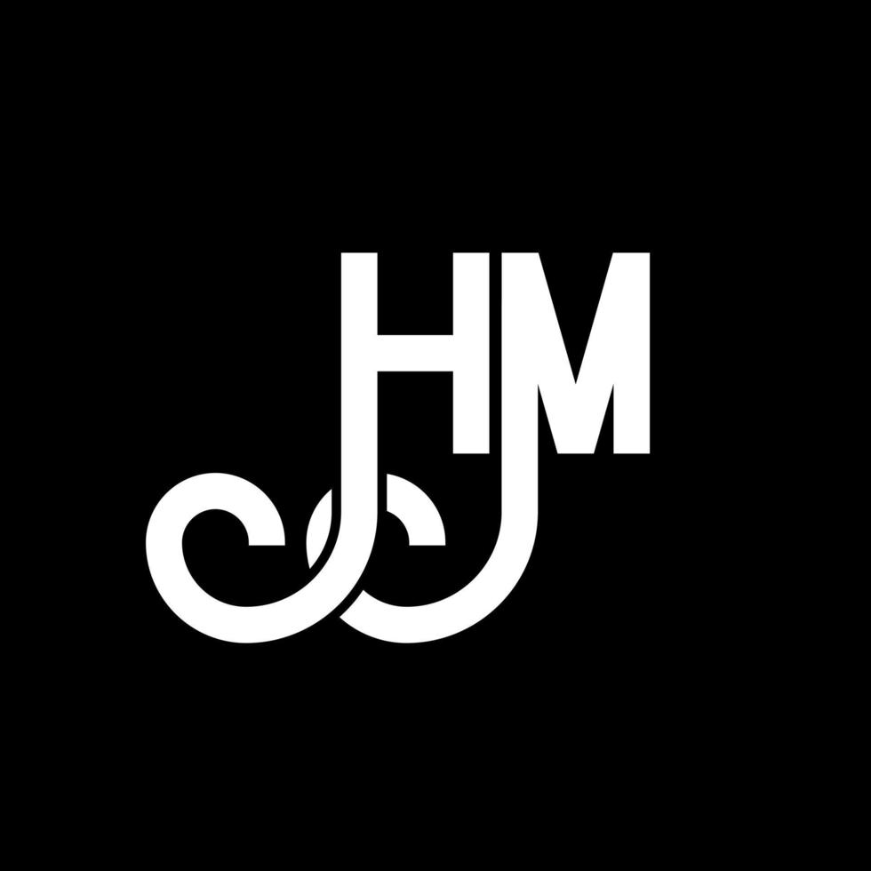 HM letter logo design on black background. HM creative initials letter logo concept. hm letter design. HM white letter design on black background. H M, h m logo vector