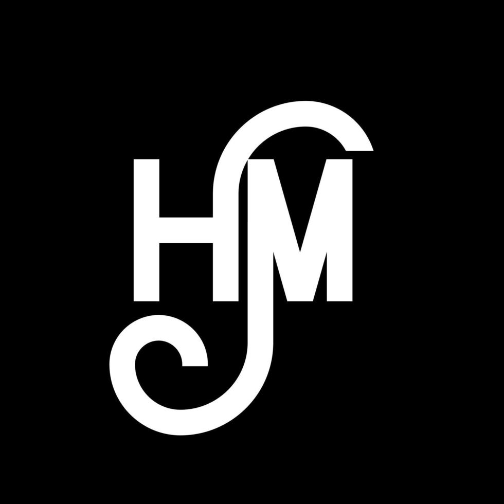 diseño de logotipo de letra hm sobre fondo negro. concepto de logotipo de letra de iniciales creativas hm. diseño de letra hm. hm diseño de letras blancas sobre fondo negro. logotipo de hm, hm vector