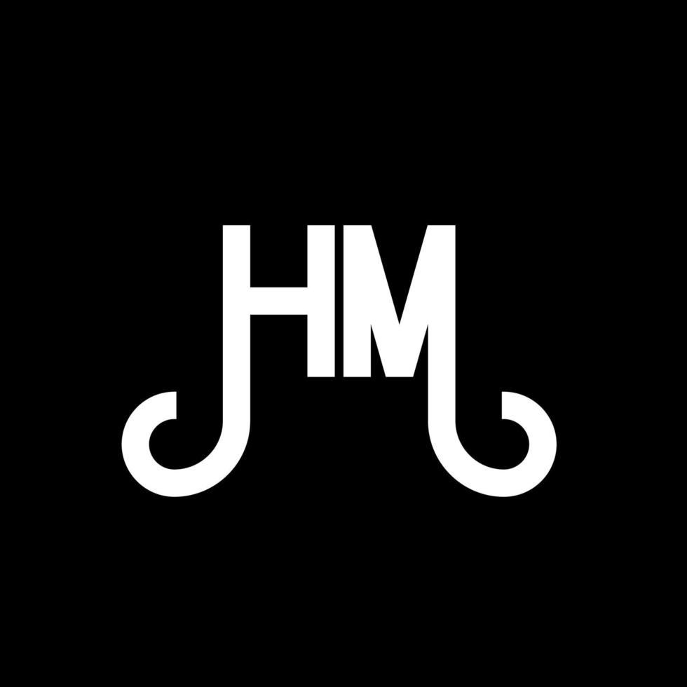 diseño de logotipo de letra hm sobre fondo negro. concepto de logotipo de letra de iniciales creativas hm. diseño de letra hm. hm diseño de letras blancas sobre fondo negro. logotipo de hm, hm vector