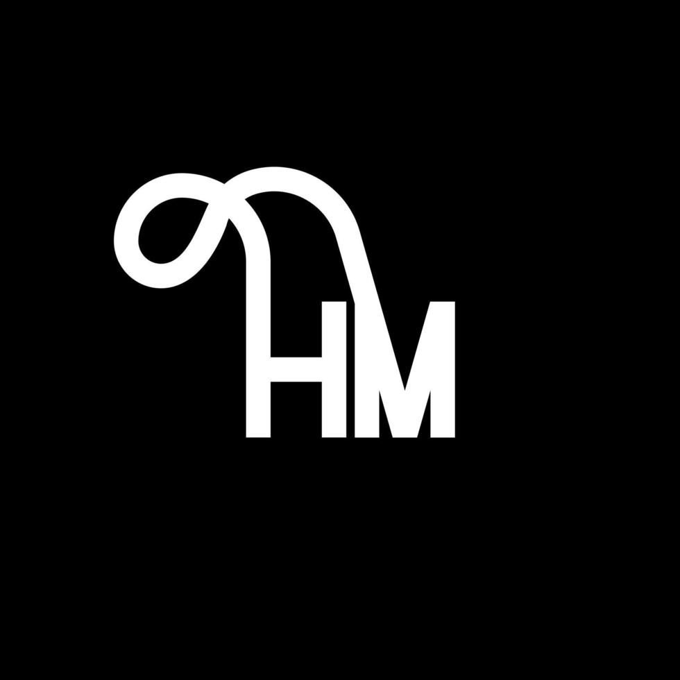 diseño de logotipo de letra hm sobre fondo negro. concepto de logotipo de letra de iniciales creativas hm. diseño de letra hm. hm diseño de letras blancas sobre fondo negro. logotipo de hm, hm vector