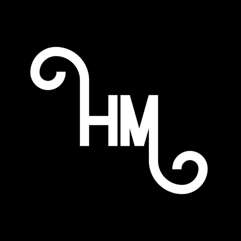 HM letter logo design on black background. HM creative initials letter logo concept. hm letter design. HM white letter design on black background. H M, h m logo vector