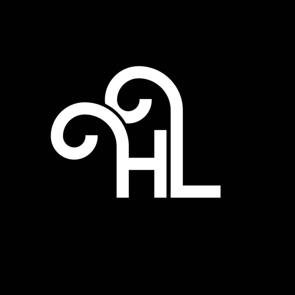 diseño del logotipo de la letra hl sobre fondo negro. hl concepto de logotipo de letra inicial creativa. diseño de letra hl. hl diseño de letras blancas sobre fondo negro. logotipo de hl, hl vector