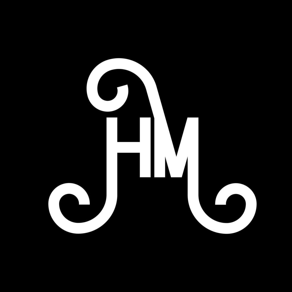 HM letter logo design on black background. HM creative initials letter logo concept. hm letter design. HM white letter design on black background. H M, h m logo vector