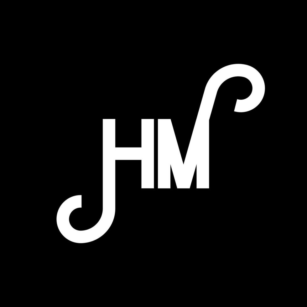 diseño de logotipo de letra hm sobre fondo negro. concepto de logotipo de letra de iniciales creativas hm. diseño de letra hm. hm diseño de letras blancas sobre fondo negro. logotipo de hm, hm vector