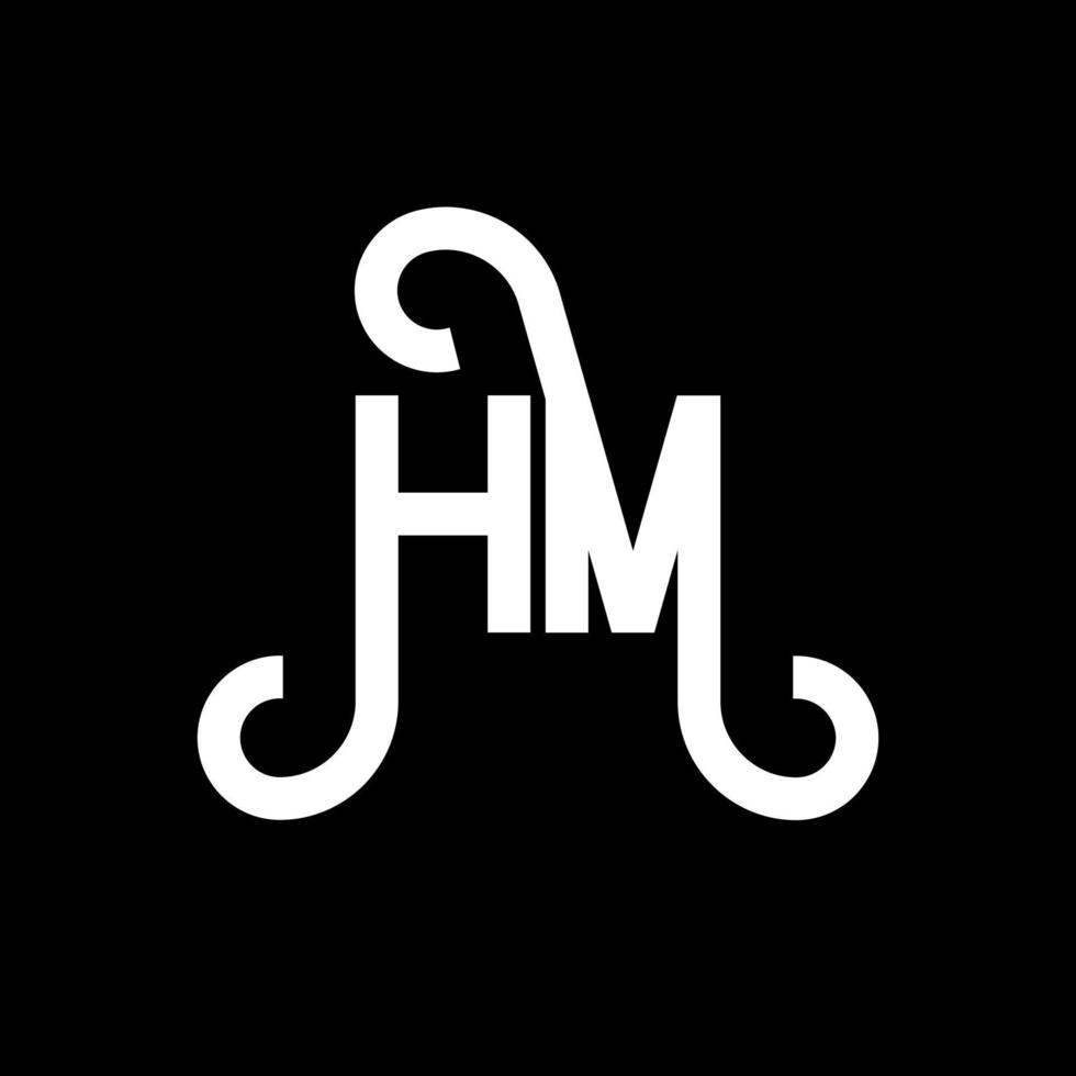 HM letter logo design on black background. HM creative initials letter logo concept. hm letter design. HM white letter design on black background. H M, h m logo vector