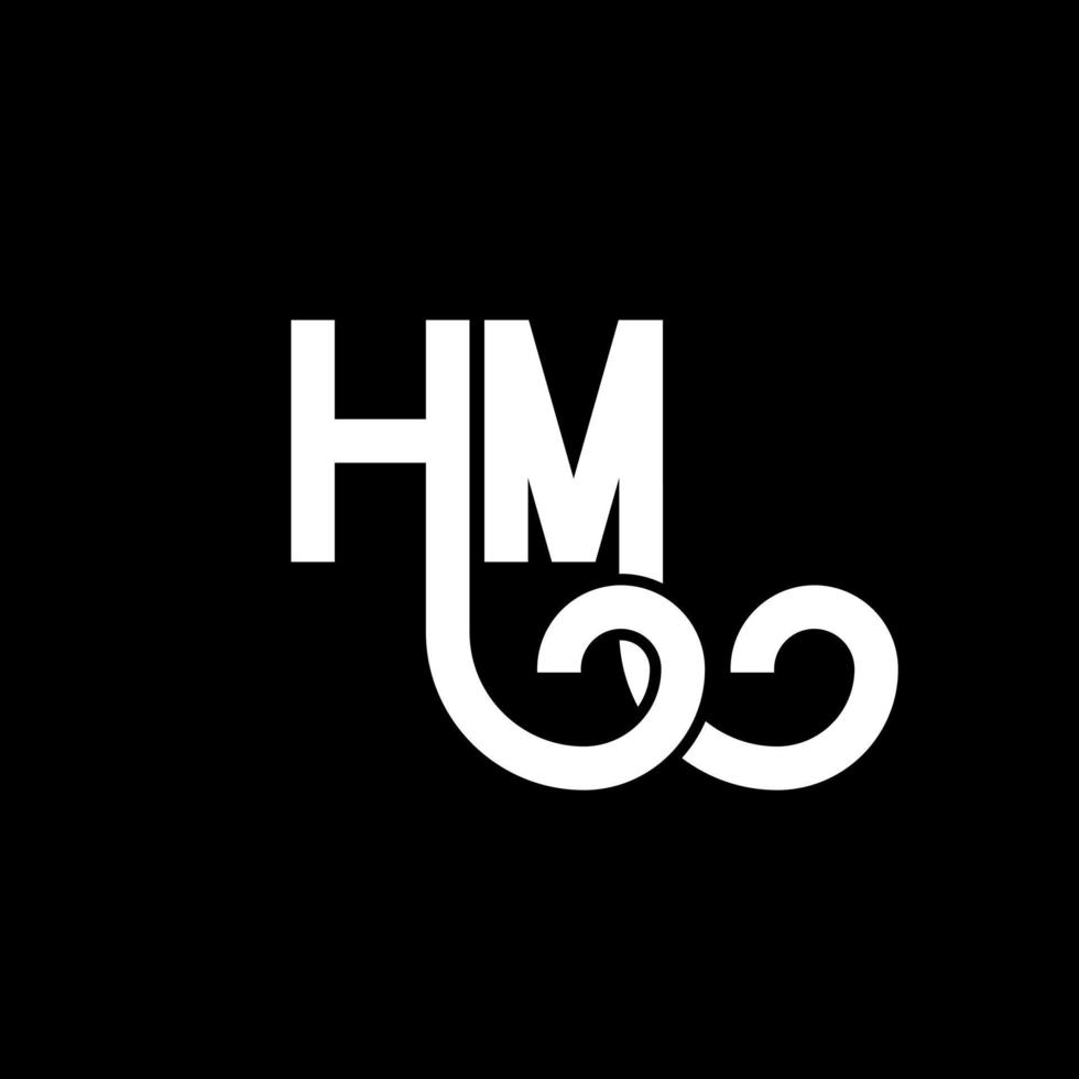 HM letter logo design on black background. HM creative initials letter logo concept. hm letter design. HM white letter design on black background. H M, h m logo vector