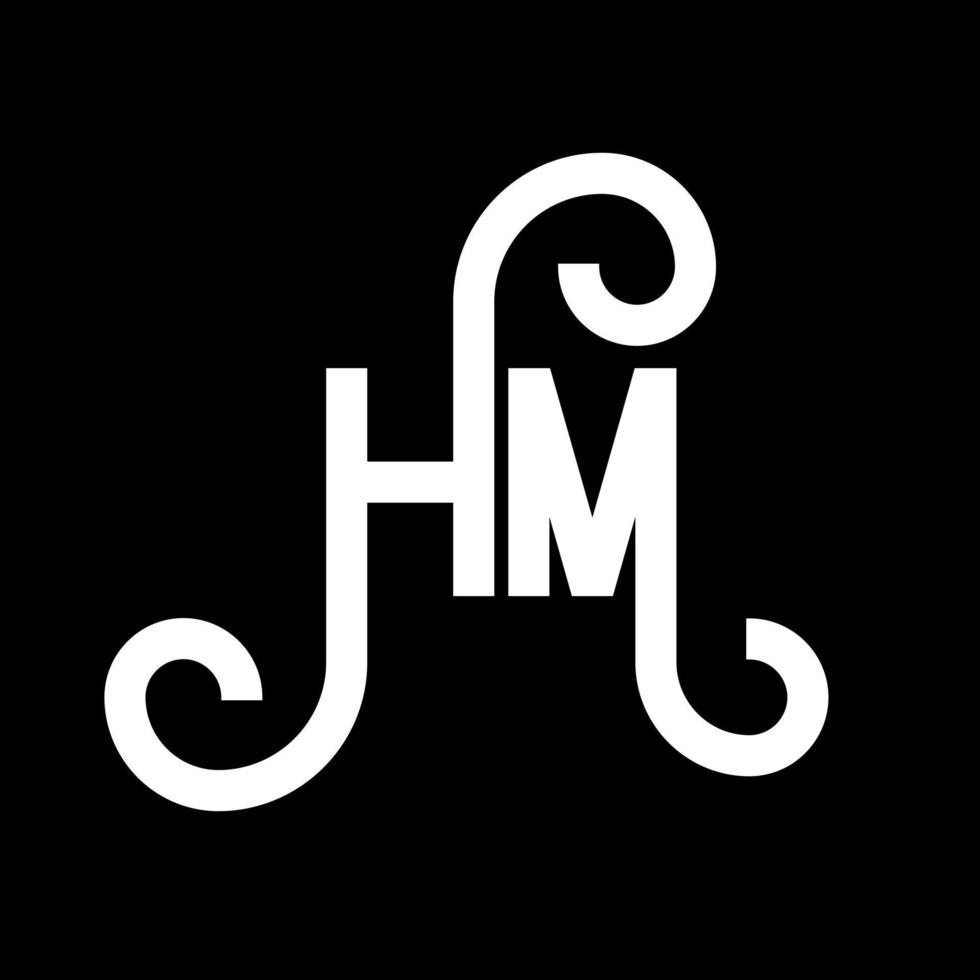 HM letter logo design on black background. HM creative initials letter logo concept. hm letter design. HM white letter design on black background. H M, h m logo vector