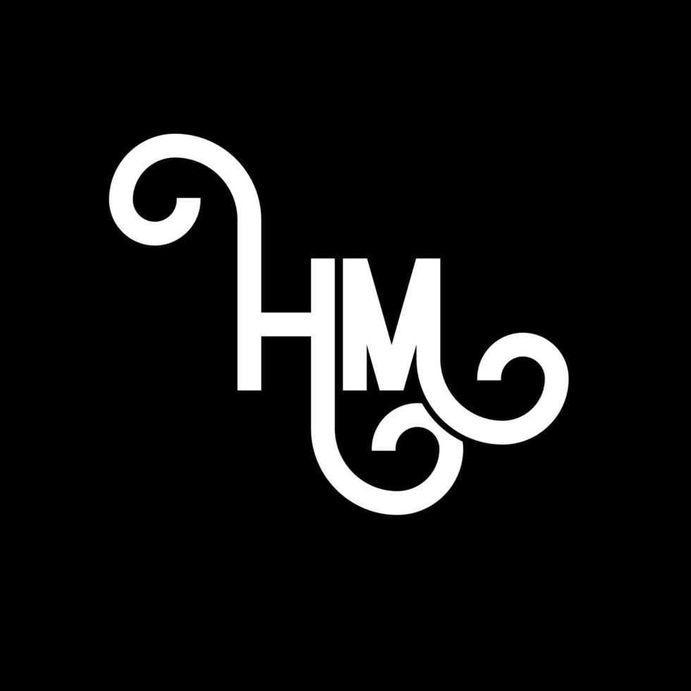 HM letter logo design on black background. HM creative initials letter logo concept. hm letter design. HM white letter design on black background. H M, h m logo vector