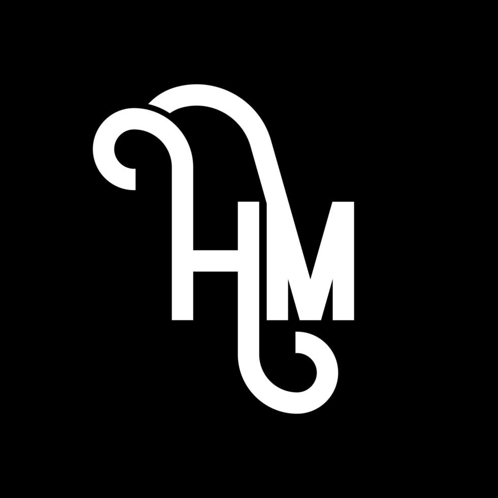 diseño de logotipo de letra hm sobre fondo negro. concepto de logotipo de letra de iniciales creativas hm. diseño de letra hm. hm diseño de letras blancas sobre fondo negro. logotipo de hm, hm vector