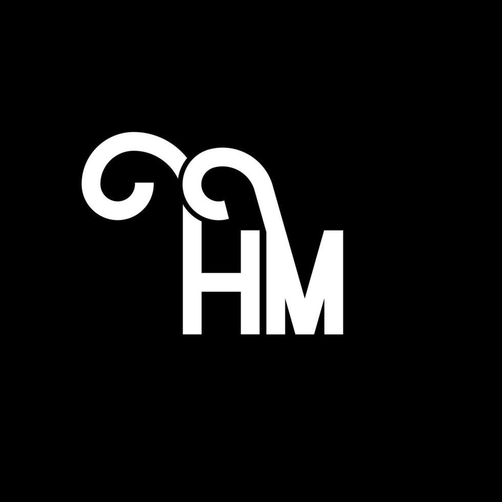 diseño de logotipo de letra hm sobre fondo negro. concepto de logotipo de letra de iniciales creativas hm. diseño de letra hm. hm diseño de letras blancas sobre fondo negro. logotipo de hm, hm vector