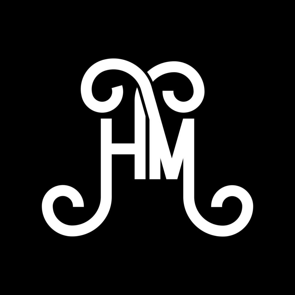 HM letter logo design on black background. HM creative initials letter logo concept. hm letter design. HM white letter design on black background. H M, h m logo vector