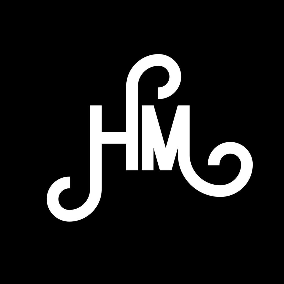 HM letter logo design on black background. HM creative initials letter logo concept. hm letter design. HM white letter design on black background. H M, h m logo vector