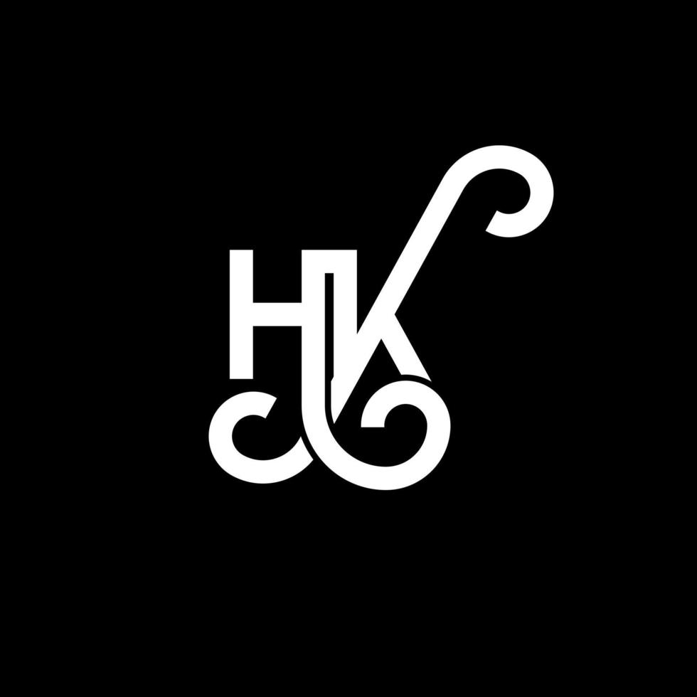 diseño de logotipo de letra hk sobre fondo negro. concepto de logotipo de letra de iniciales creativas hk. diseño de letra hh. hk diseño de letras blancas sobre fondo negro. logotipo de hk, hk vector