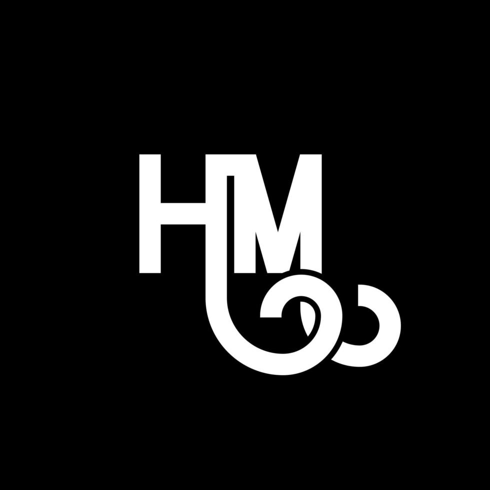 HM letter logo design on black background. HM creative initials letter logo concept. hm letter design. HM white letter design on black background. H M, h m logo vector
