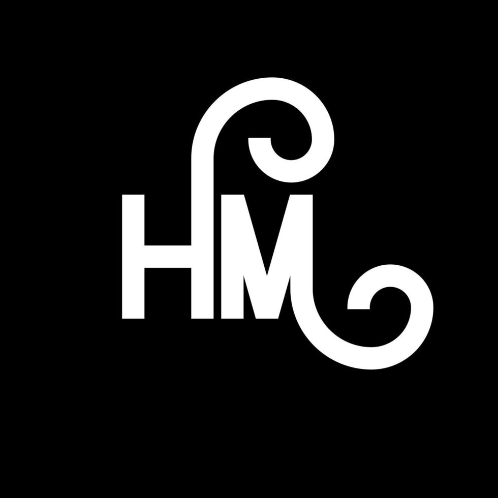 HM letter logo design on black background. HM creative initials letter logo concept. hm letter design. HM white letter design on black background. H M, h m logo vector