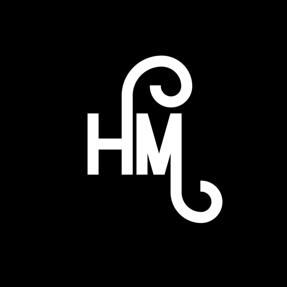 HM letter logo design on black background. HM creative initials letter logo concept. hm letter design. HM white letter design on black background. H M, h m logo vector