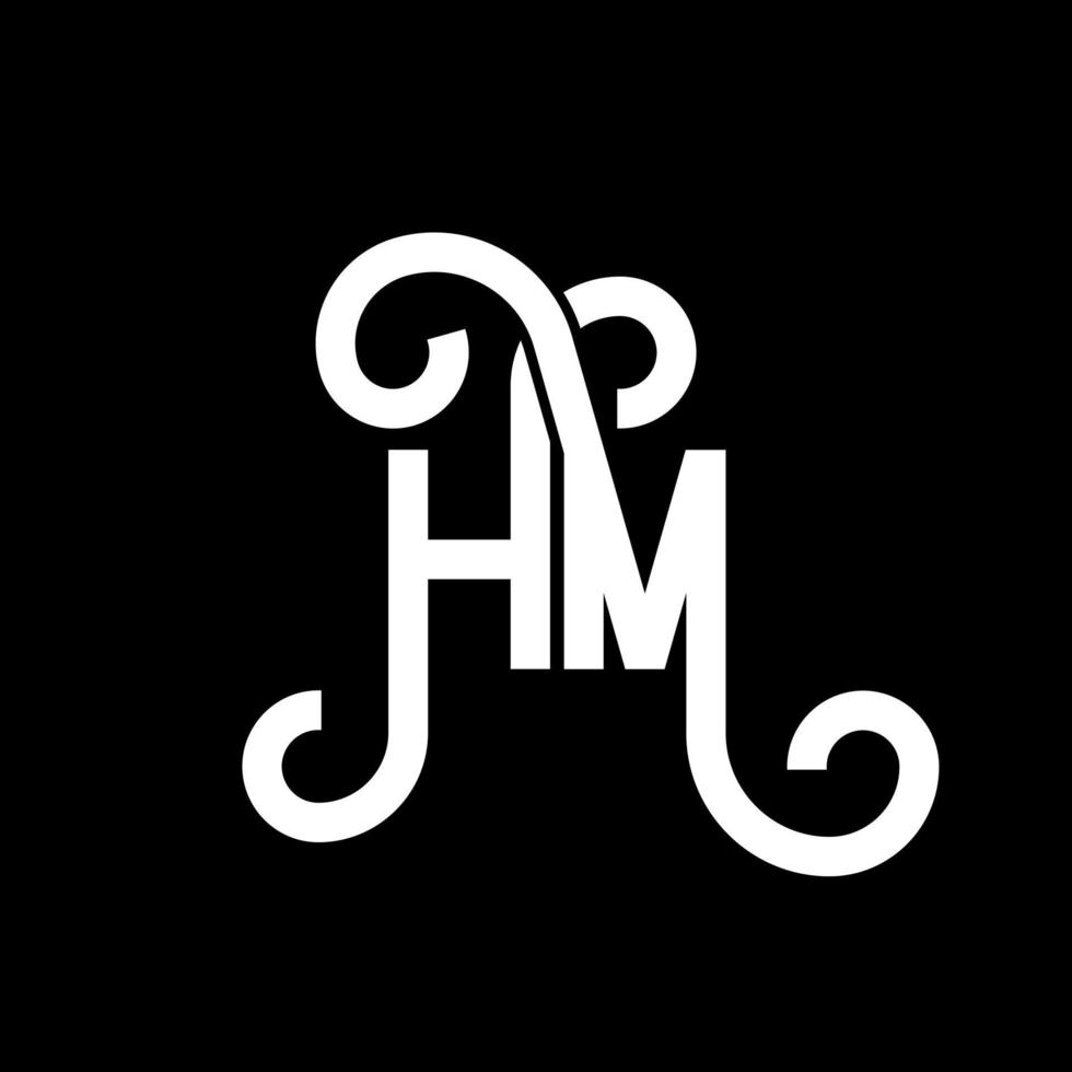 HM letter logo design on black background. HM creative initials letter logo concept. hm letter design. HM white letter design on black background. H M, h m logo vector