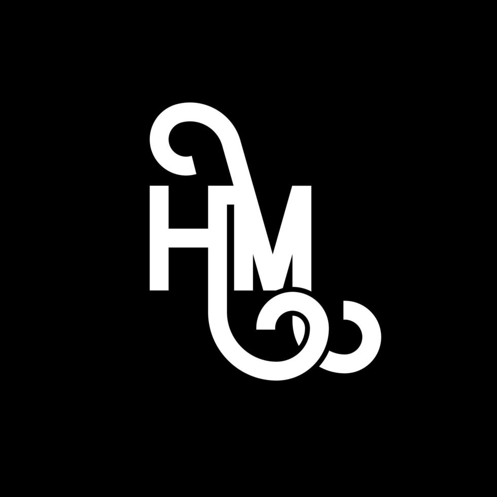 HM letter logo design on black background. HM creative initials letter logo concept. hm letter design. HM white letter design on black background. H M, h m logo vector