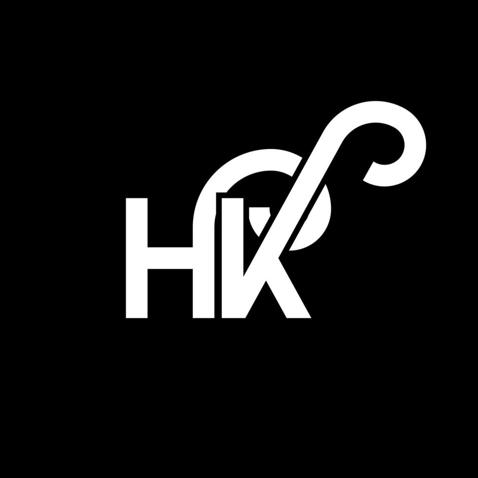 diseño de logotipo de letra hk sobre fondo negro. concepto de logotipo de letra de iniciales creativas hk. diseño de letra hh. hk diseño de letras blancas sobre fondo negro. logotipo de hk, hk vector