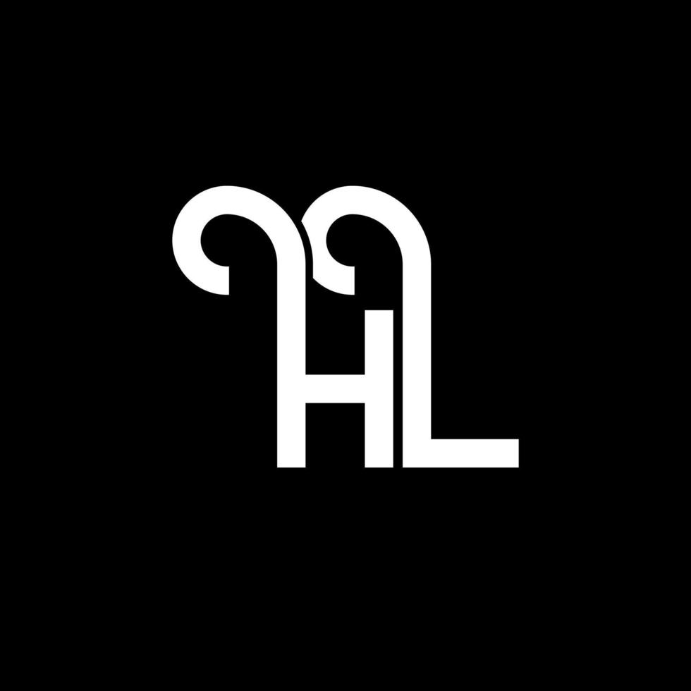 diseño del logotipo de la letra hl sobre fondo negro. hl concepto de logotipo de letra inicial creativa. diseño de letra hl. hl diseño de letras blancas sobre fondo negro. logotipo de hl, hl vector