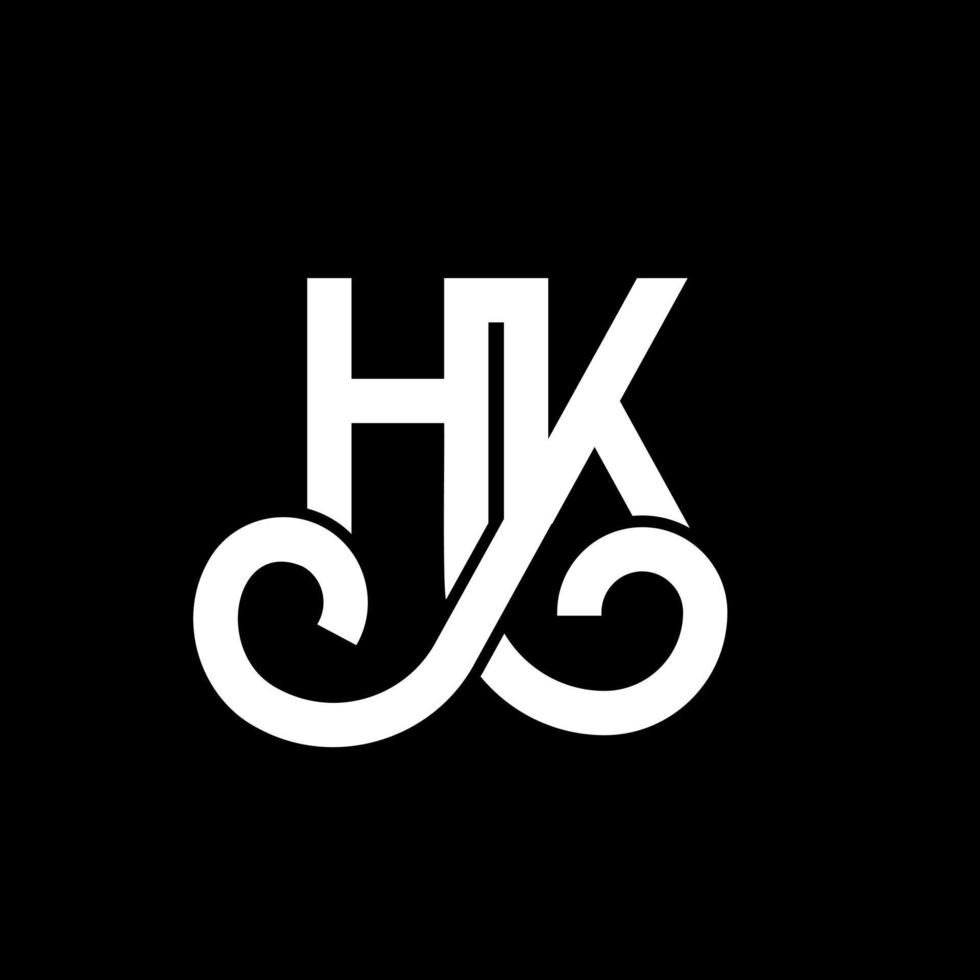 diseño de logotipo de letra hk sobre fondo negro. concepto de logotipo de letra de iniciales creativas hk. diseño de letra hh. hk diseño de letras blancas sobre fondo negro. logotipo de hk, hk vector