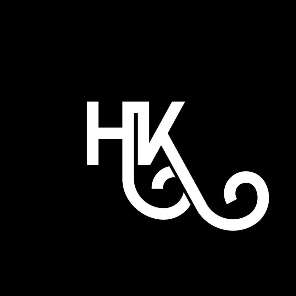 HK letter logo design on black background. HK creative initials letter logo concept. hh letter design. HK white letter design on black background. H K, h k logo vector