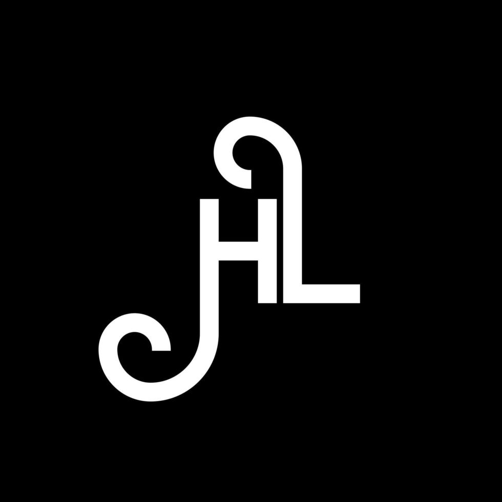 diseño del logotipo de la letra hl sobre fondo negro. hl concepto de logotipo de letra inicial creativa. diseño de letra hl. hl diseño de letras blancas sobre fondo negro. logotipo de hl, hl vector