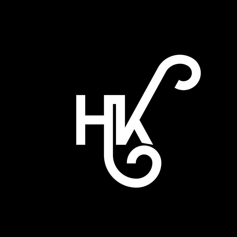 diseño de logotipo de letra hk sobre fondo negro. concepto de logotipo de letra de iniciales creativas hk. diseño de letra hh. hk diseño de letras blancas sobre fondo negro. logotipo de hk, hk vector