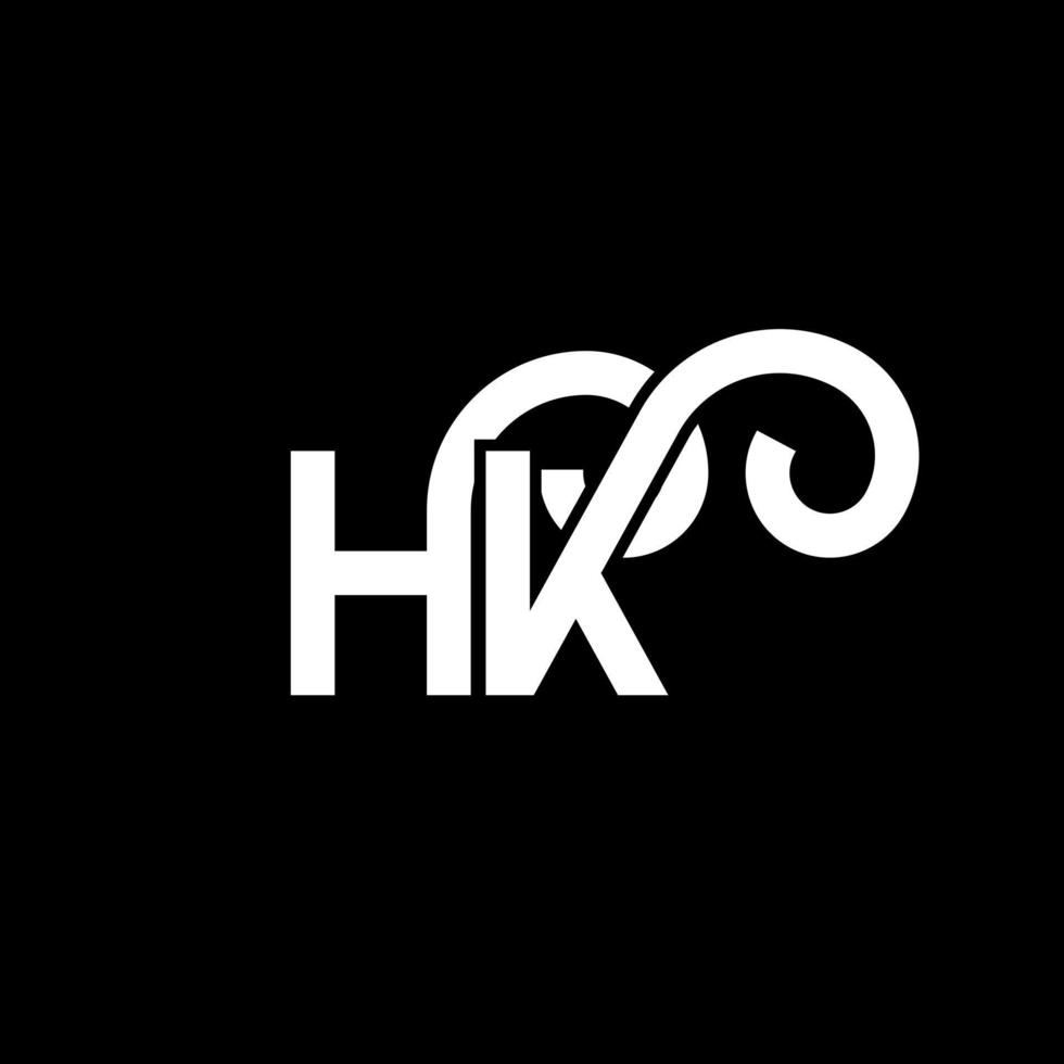 diseño de logotipo de letra hk sobre fondo negro. concepto de logotipo de letra de iniciales creativas hk. diseño de letra hh. hk diseño de letras blancas sobre fondo negro. logotipo de hk, hk vector