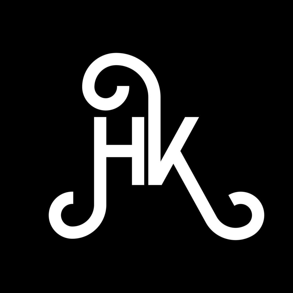 HK letter logo design on black background. HK creative initials letter logo concept. hh letter design. HK white letter design on black background. H K, h k logo vector