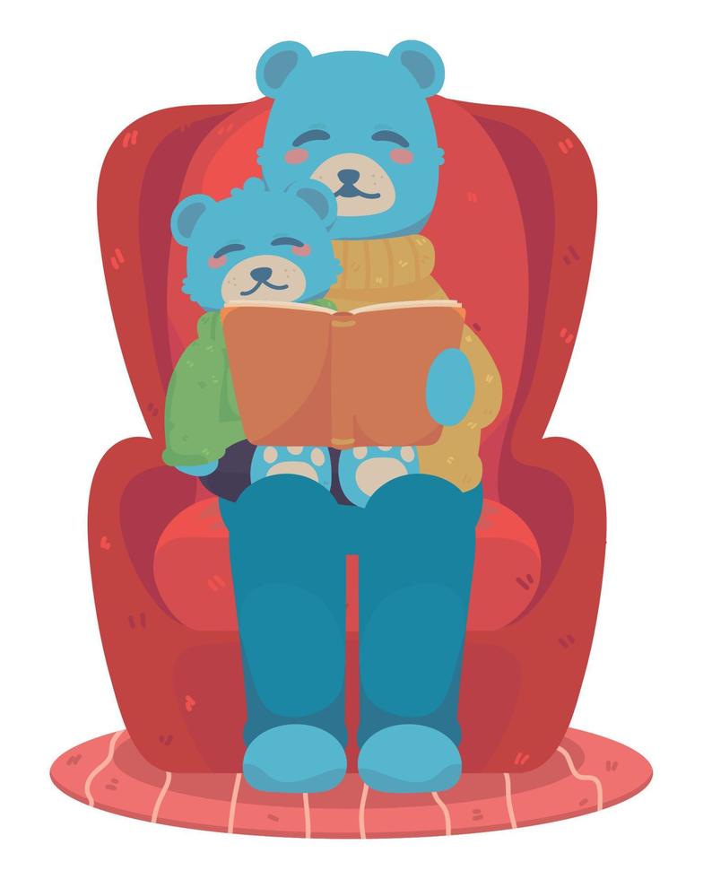 father bear reading a book vector